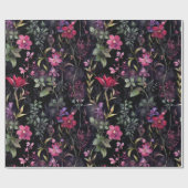 Donker Victoriaans Bloemen Roze Paarse Decoupage Cadeaupapier (Vlak)