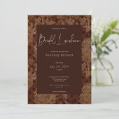 Donker Victoriaans Bourgogne Damask Bridal Luncheo Kaart (Staand voorkant)