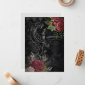 Donker Victoriaans Frans Roos Ephemera Notitiekaartje (Voorkant / Achterkant in situ)