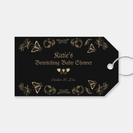 Donker Victoriaans Gotisch Halloween Baby shower Cadeaulabel (Voorkant (Horizontaal))