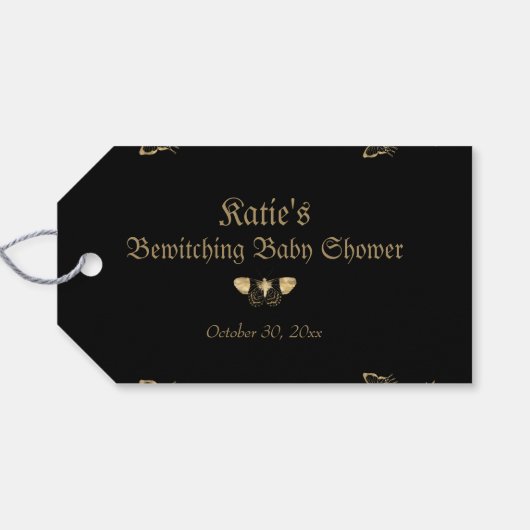 Donker Victoriaans Gotisch Halloween Baby shower Cadeaulabel (Achterkant Horizontaal)