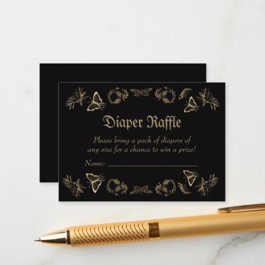 Donker Victoriaans Gotische Luier Raffle Baby show Informatiekaartje (Voorkant / Achterkant in situ)