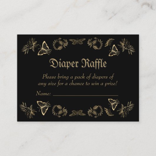 Donker Victoriaans Gotische Luier Raffle Baby show Informatiekaartje (Voorkant)