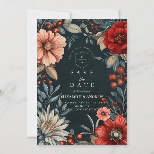 Donker Victoriaans Romance bruiloft Save The Date (Voorkant)