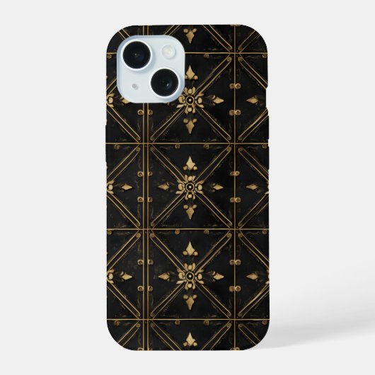 Donker Vierkant Patroon iPhone 15 Case (Achterkant)
