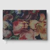 Donker vintage bloem-huwelijksgastenboek gastenboek (Voorkant)