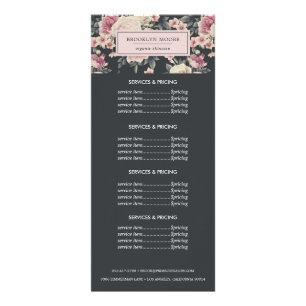 Donker Vintage Bloemen Logo Prijzen Diensten Reclamekaart