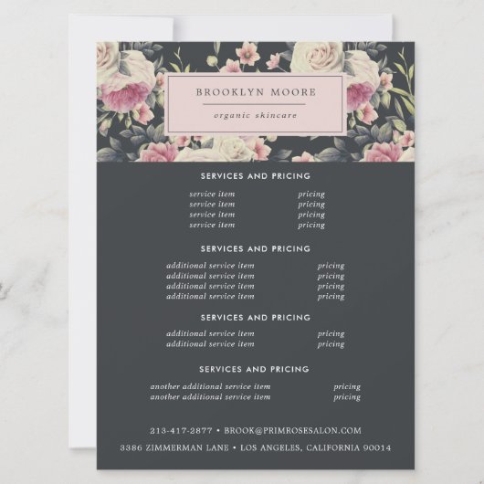 Donker Vintage Bloemenlogo | Prijsfolder (Voorkant)