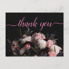 Donker vintage burgundy Bloemmotief Dank je w Briefkaart
