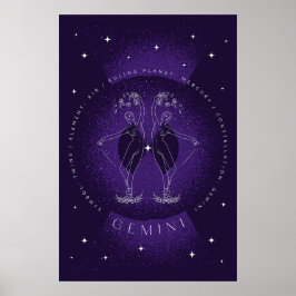 Donker Violet Elegant Gemini Poster Portret