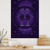Donker Violet Elegant Gemini Poster Portret (Keuken)