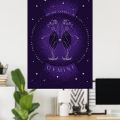 Donker Violet Elegant Gemini Poster Portret (Thuiskantoor)