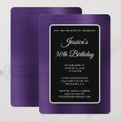 Donker Violet Folie Zwart-Wit 50ste Verjaardag Kaart (Voorkant / Achterkant)