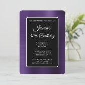 Donker Violet Folie Zwart-Wit 50ste Verjaardag Kaart (Staand voorkant)