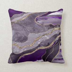 Donker Violet Marble Agate Gold Glitter Glam Kussen
