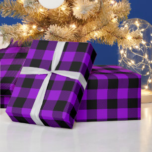 Donker Violette en Zwarte Buffalo Rut Cadeaupapier
