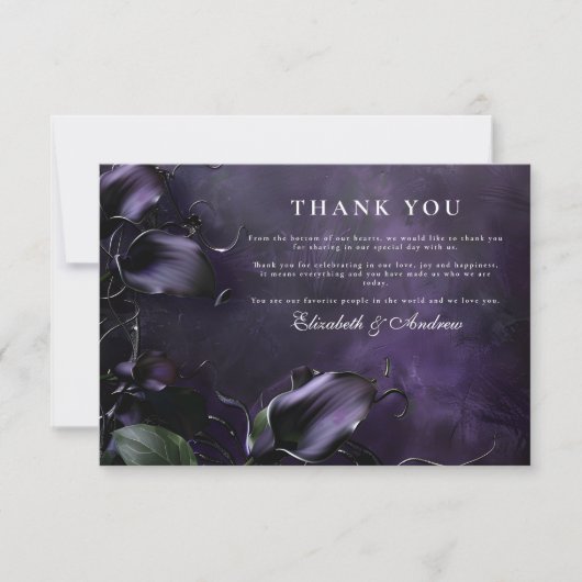 Donker Violette Gotische Romance Bedankkaart (Voorkant)