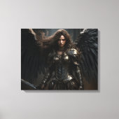 Donker Vrouw Angel Knight - Uitgerekte Canvas Prin (Voorkant)