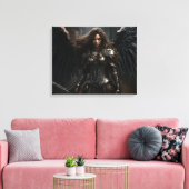 Donker Vrouw Angel Knight - Uitgerekte Canvas Prin (Insitu (Woonkamer))