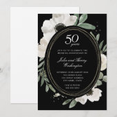 Donker Waterverf Bloemengoud Frame 50ste Verjaarda Kaart (Voorkant / Achterkant)