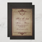 Donker Weathered Gothic Monogram sparen de Datum Save The Date (Voorkant / Achterkant)