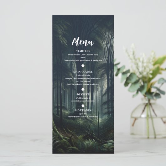 Donker Woud bij Twilight Bruiloft Verjaardag Menu (Staand voorkant)