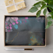 Donker Zee Blauw Vogel Chinoiserie Kersenbloesems Tissuepapier (Geschenk)