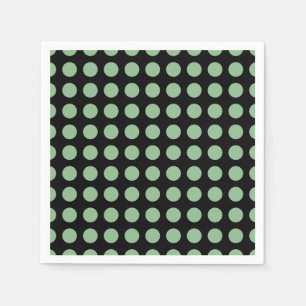 Donker Zee Groen op Zwart Grote H. Polka Dots Papi Servet