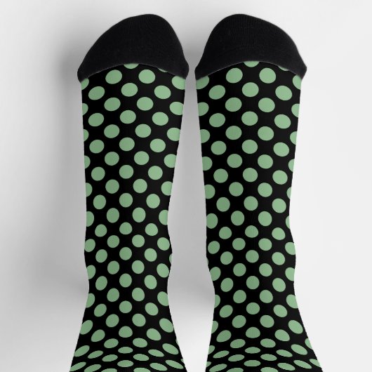 Donker Zee Groen op Zwart Grote Maat Polka Dots Sokken (Top)