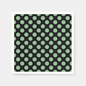 Donker Zee Groen op Zwart Grote Polka Dots Papier Servet (Voorkant)