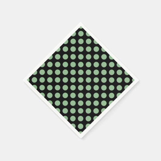 Donker Zee Groen op Zwart Grote Polka Dots Papier Servet (Hoek)