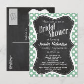 Donker Zee groene polka stippen; Retro krijtbord l Uitnodiging Briefkaart (Voorkant / Achterkant)