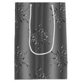 Donker Zilver Sneeuwvlokken Kerstmis Medium Cadeauzakje (Achterkant)