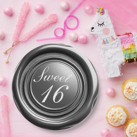 Donker Zilveren Kaars Wax Seal Drip Sweet 16 Bruil Papieren Bordje (Feest)