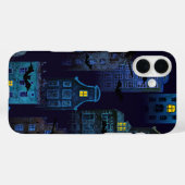 DONKER ZWART & BLAUW SPOOKY HALLOWEEN HUIZEN Case-Mate iPhone CASE (Achterkant (horizontaal))