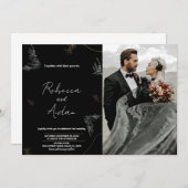 Donker Zwart Bruiloft Uitnodigingen met foto (Voorkant / Achterkant)
