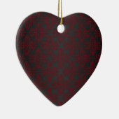 Donker zwart en rood damast keramisch ornament (Rechts)