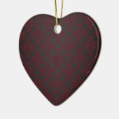 Donker zwart en rood damast keramisch ornament (Links)