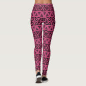 Donker zwart en rood Lila Banded Tribal Pattern Leggings (Achterkant)