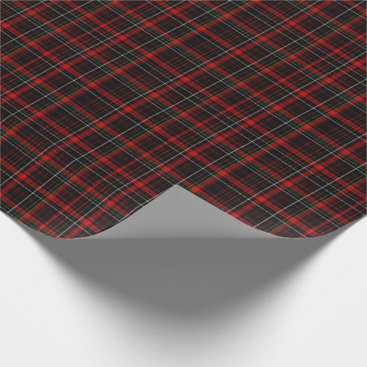 Donker Zwart en Rood Traditionele Kerst Tartan Cadeaupapier (Hoek)