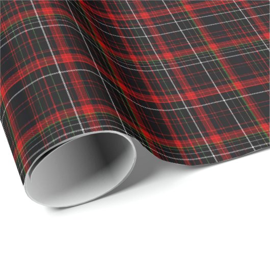 Donker Zwart en Rood Traditionele Kerst Tartan Cadeaupapier (Rol Hoek)
