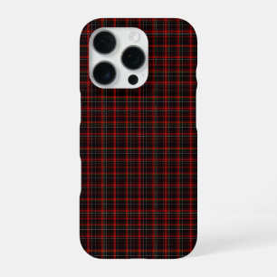 Donker Zwart en Rood Traditionele Kerst Tartan iPhone 16 Pro Hoesje