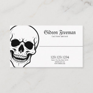 Donker Zwart en Wit Schedel Tattoo Shop Visitekaartje