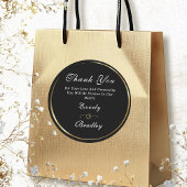 Donker Zwart Goud Elegant Wit Script Bedankt Ronde Sticker