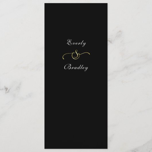 Donker Zwart Goud Lijst Wit Script Elegant Menu (Achterkant)