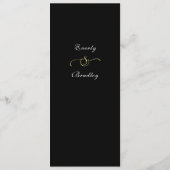 Donker Zwart Goud Wit Script Elegante Bloemen Programmakaart (Achterkant)