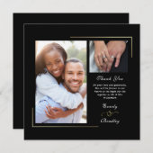 Donker Zwart Goud Wit Script Foto Dank u Kaart (Voorkant / Achterkant)