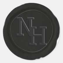 Donker Zwart Grijs Wax Seal Monogram Bruiloft Stic