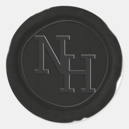 Donker Zwart Grijs Wax Seal Monogram Bruiloft Stic Ronde Sticker