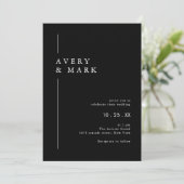 Donker Zwart Modern Minimalistisch Bruiloft Kaart (Staand voorkant)